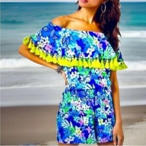 Lilly Pulitzer La Fortuna Romper in Borealis Blue Social Sunset Size S